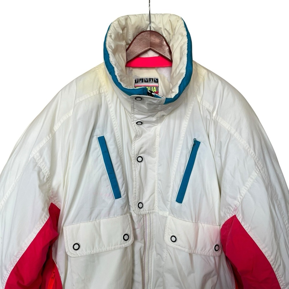 Vintage Tyrolia by Head Ski Jacket Mens XL White Neon Thermoloft Lined Snow